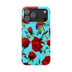 Red Rose Floral on Turquoise Case