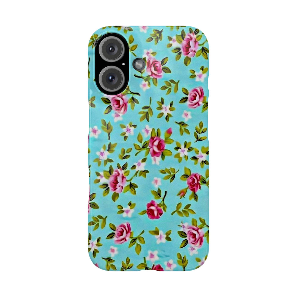 Vintage Pink Roses on Aqua Case