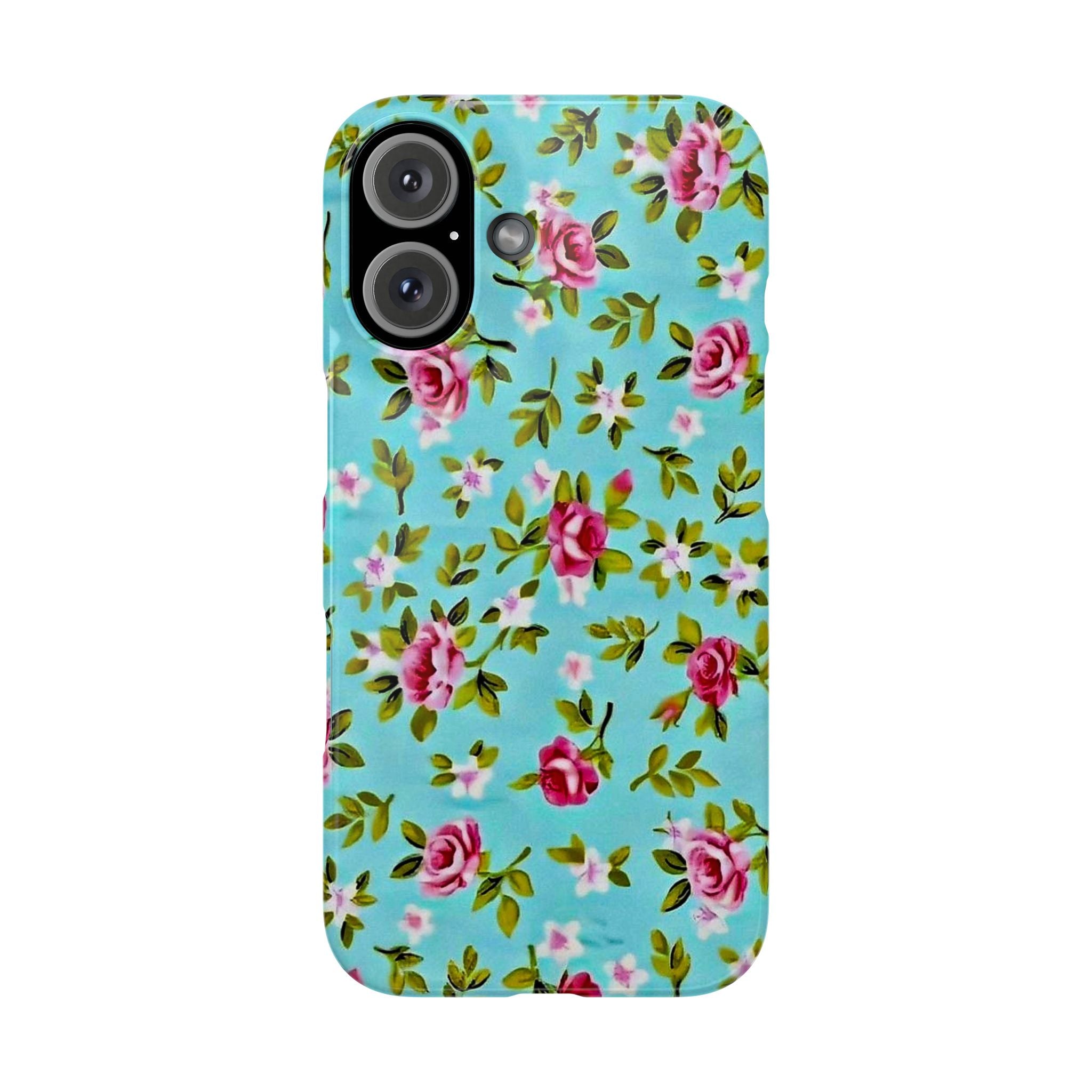 Vintage Pink Roses on Aqua Case