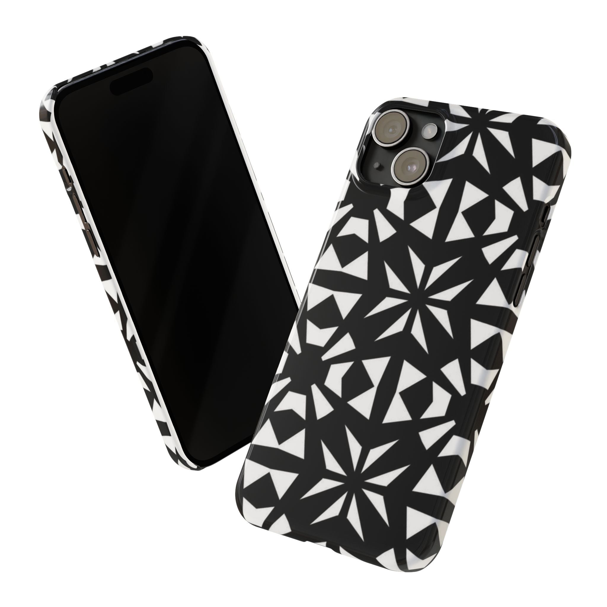 Black & White Geometric Case — Kaleidoscope Star Pattern