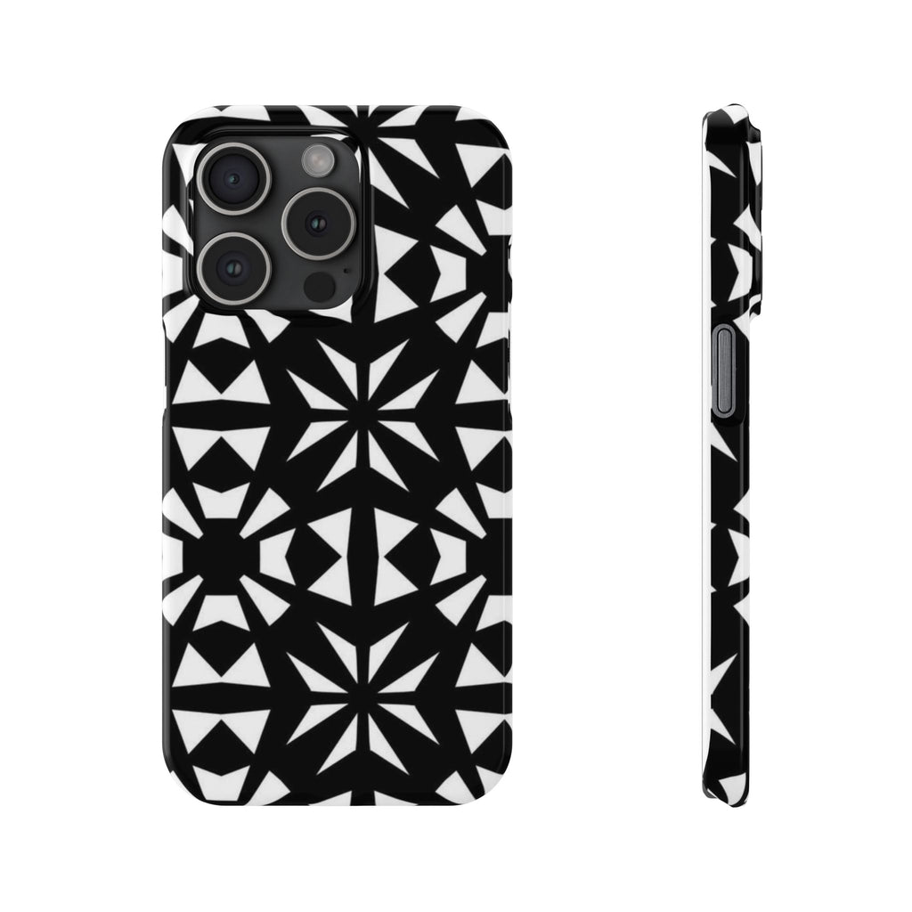 Black & White Geometric Case — Kaleidoscope Star Pattern
