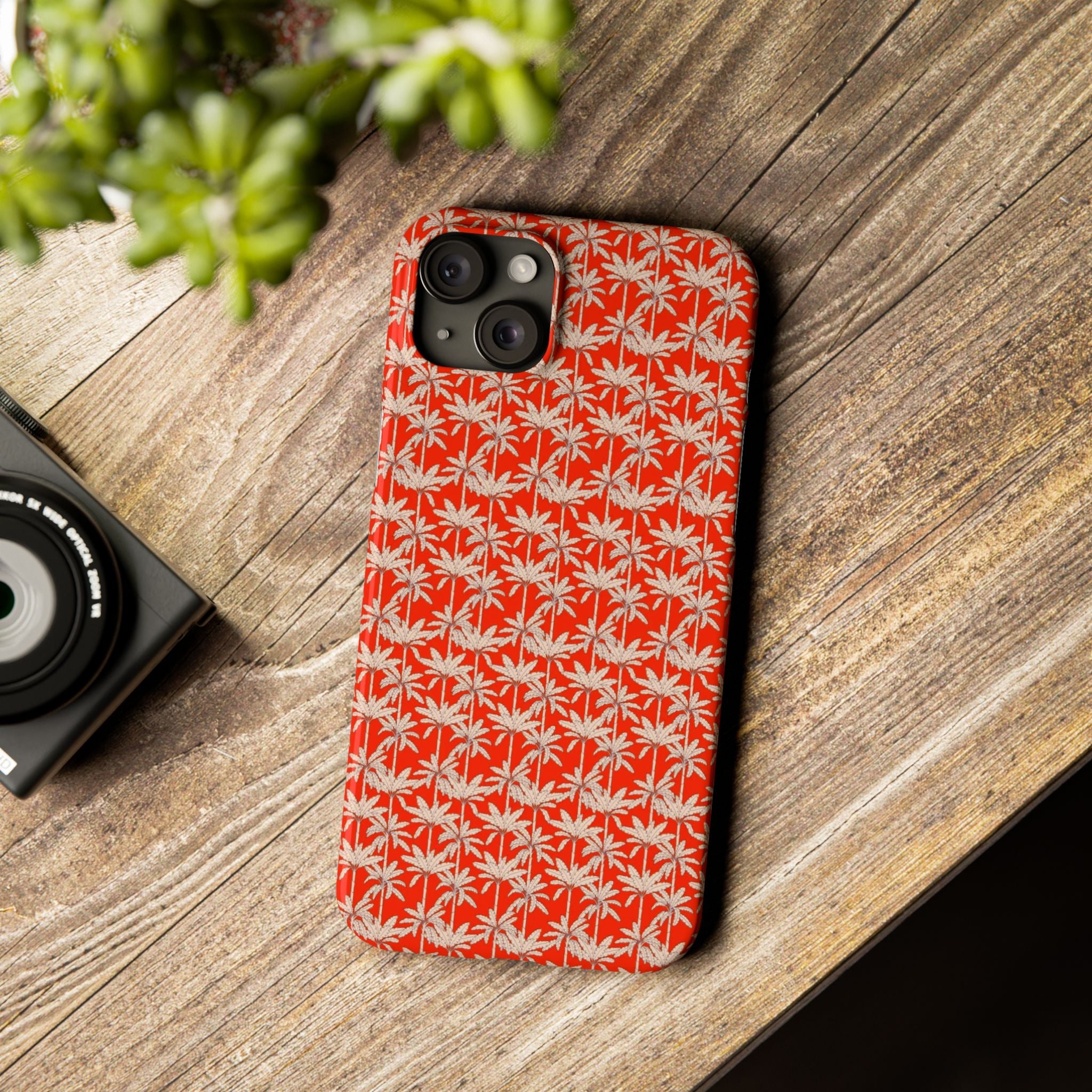 Red Tropical Palm Pattern Case