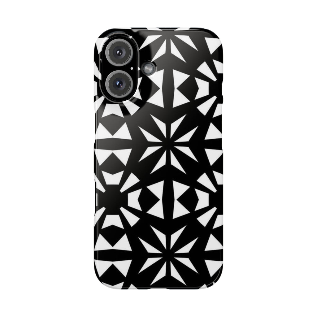 Black & White Geometric Case — Kaleidoscope Star Pattern
