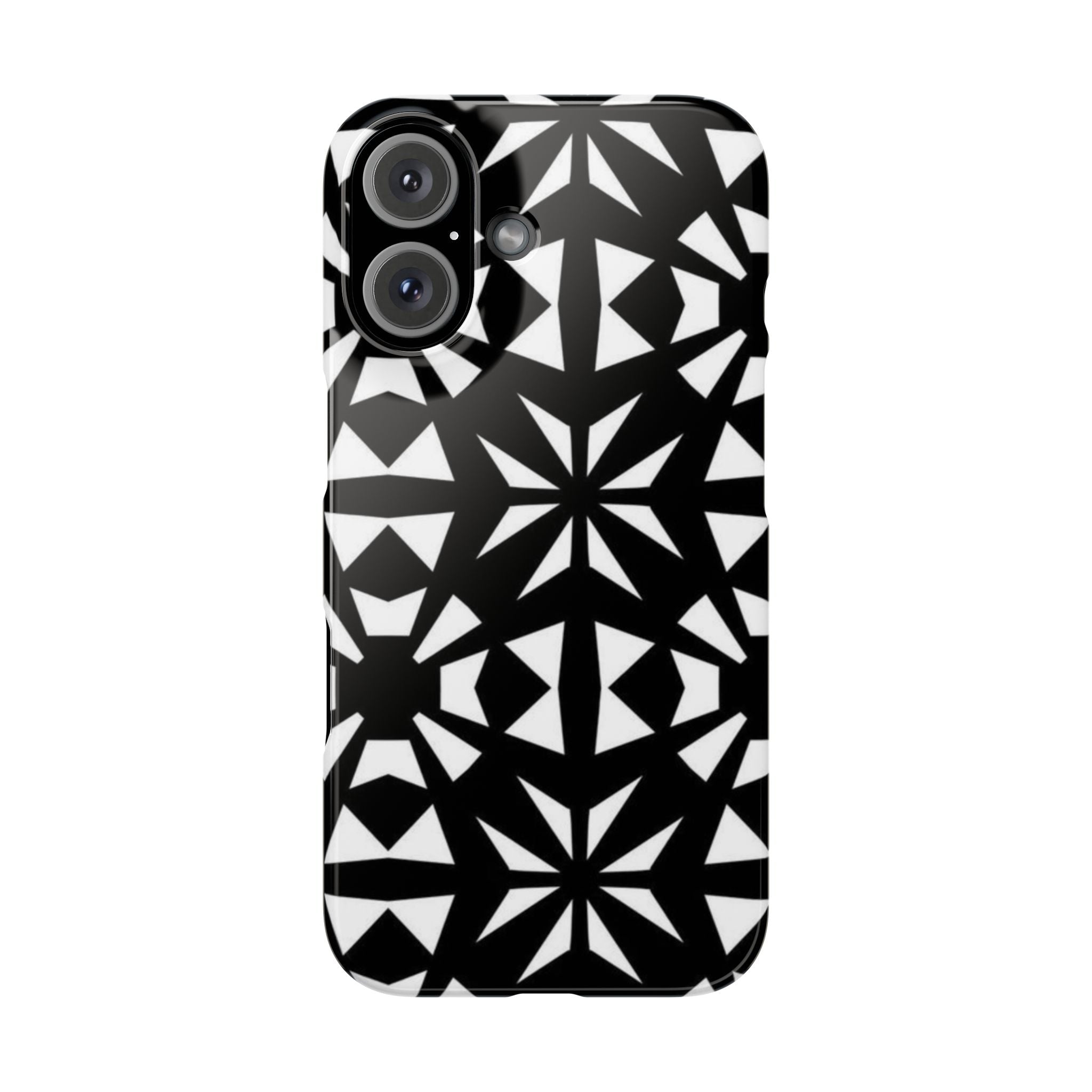 Black & White Geometric Case — Kaleidoscope Star Pattern
