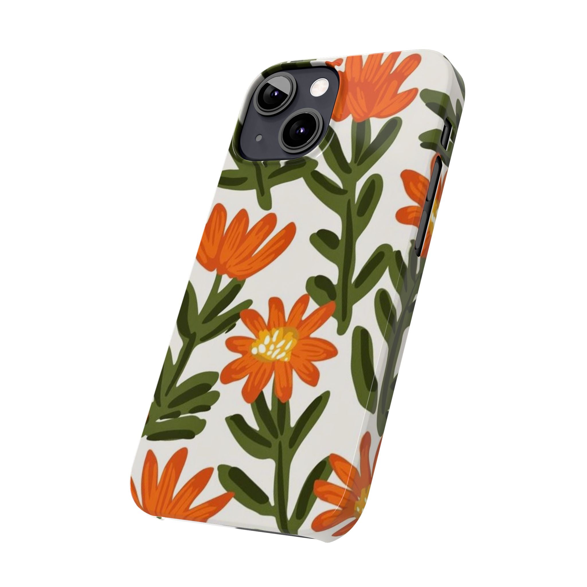 Orange Floral Botanical Pattern Case