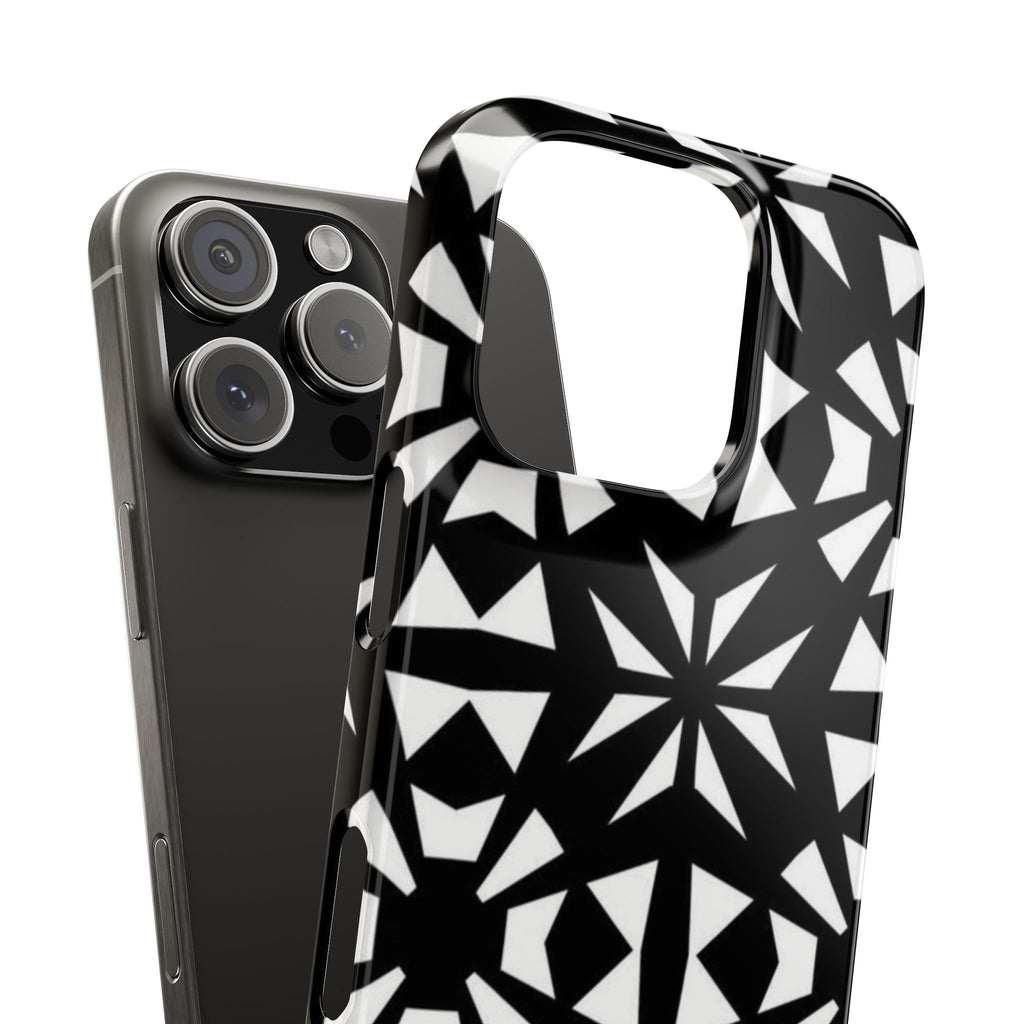 Black & White Geometric Case — Kaleidoscope Star Pattern