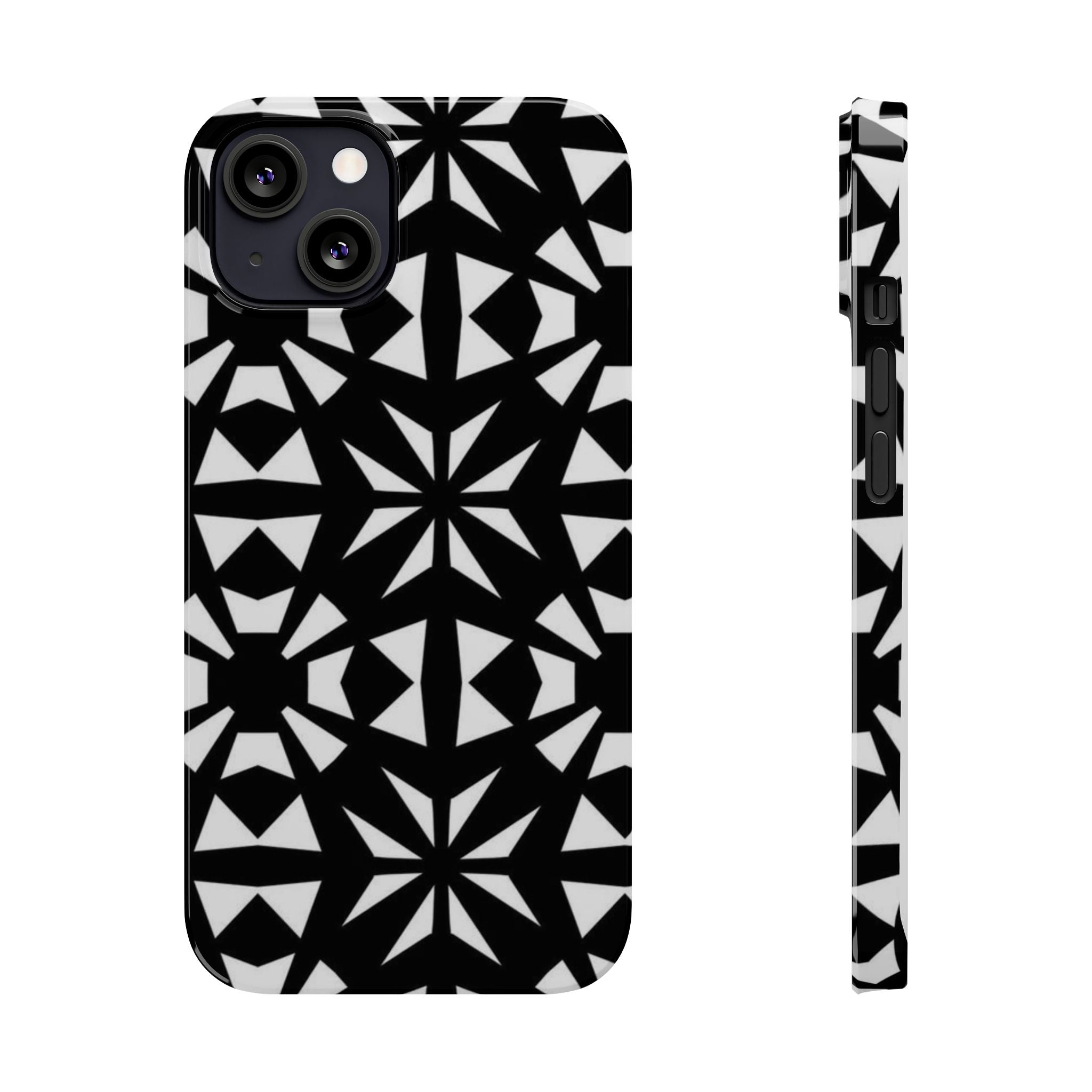 Black & White Geometric Case — Kaleidoscope Star Pattern