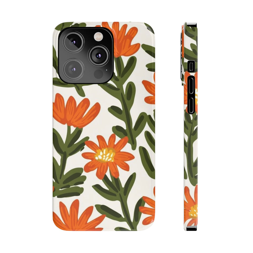 Orange Floral Botanical Pattern Case