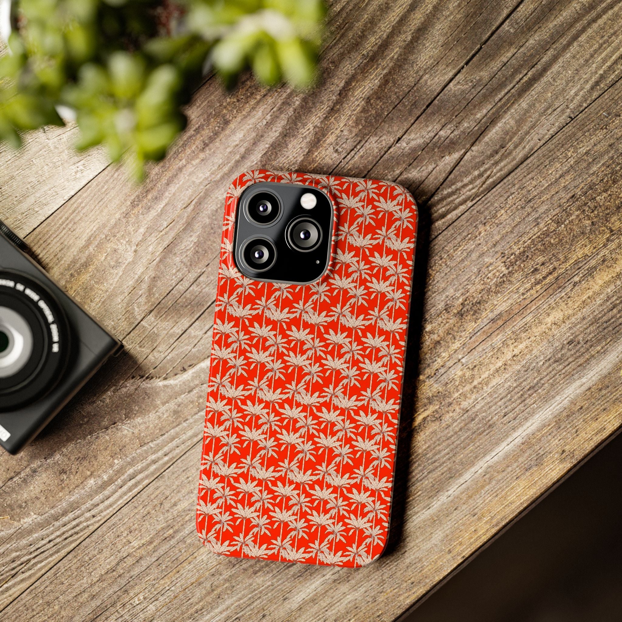 Red Tropical Palm Pattern Case