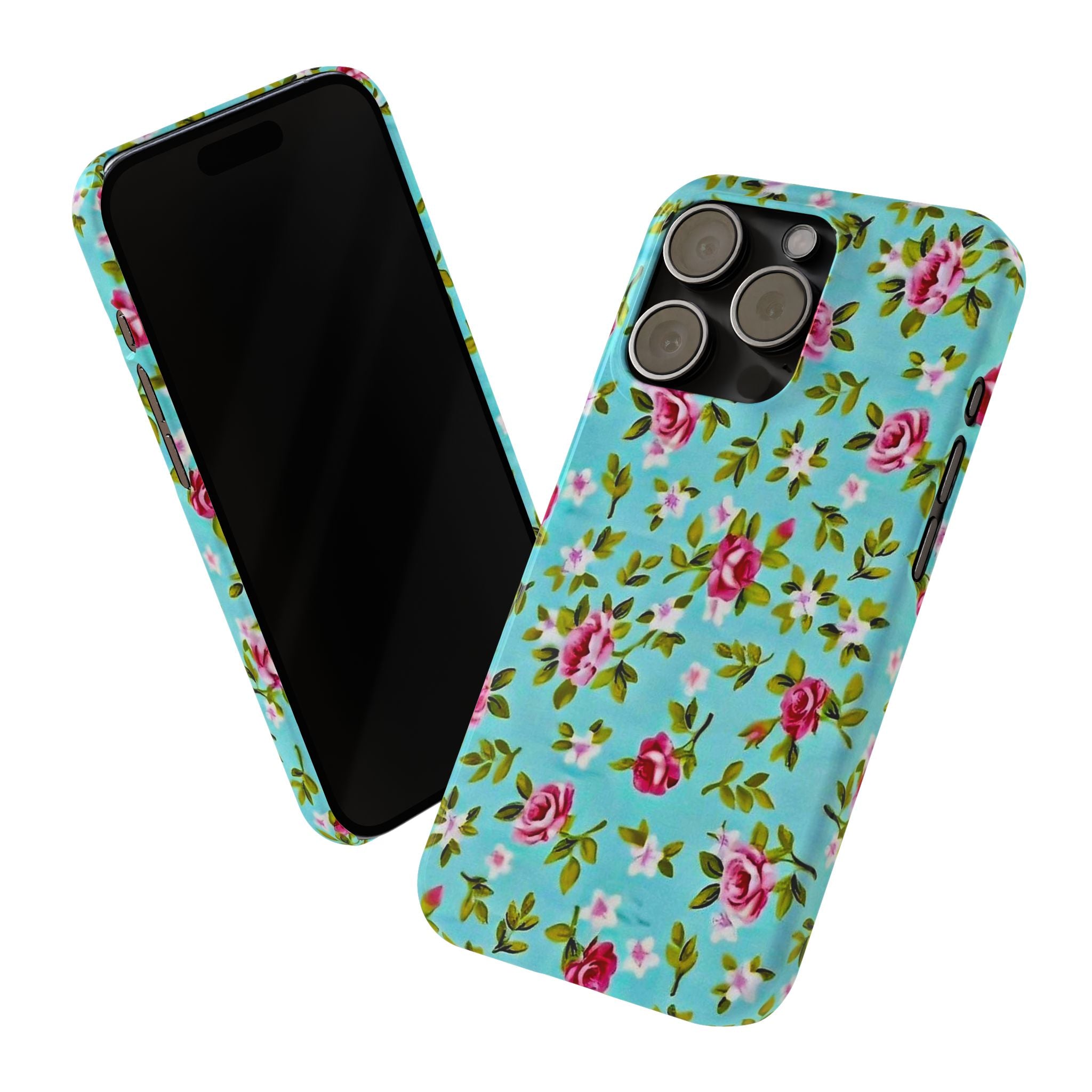 Vintage Pink Roses on Aqua Case