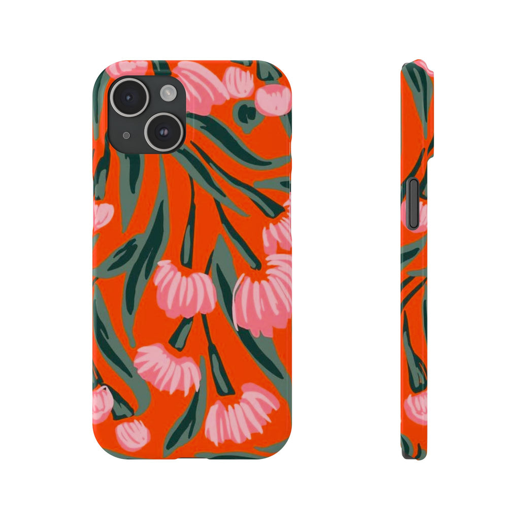 Pink Petal on Orange Background