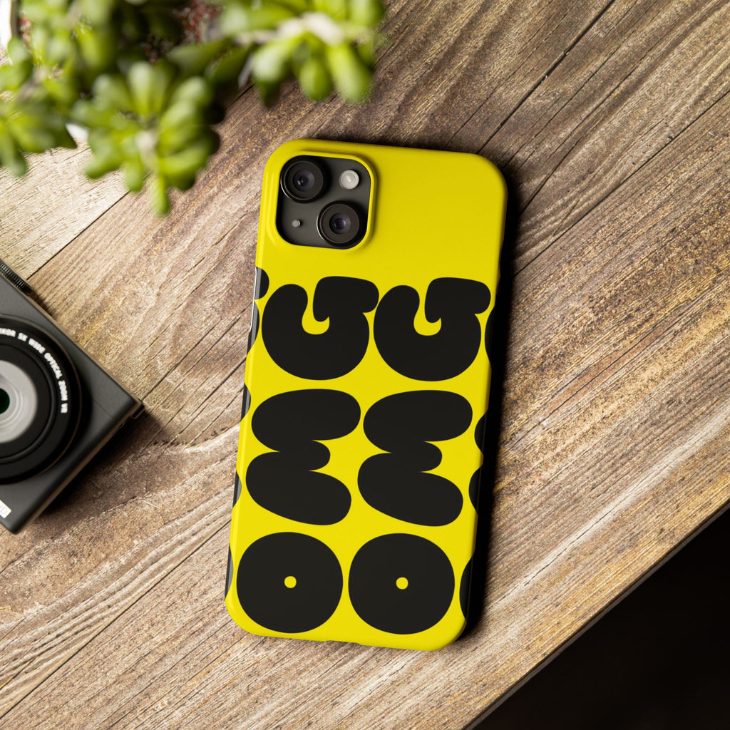 Yellow Retro Bubble Pattern Slim Phone Case