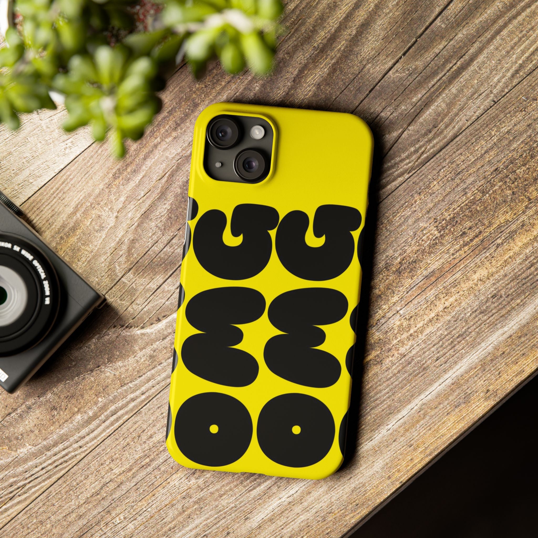 Yellow Retro Bubble Pattern Slim Phone Case