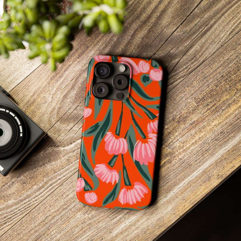 Pink Petal on Orange Background