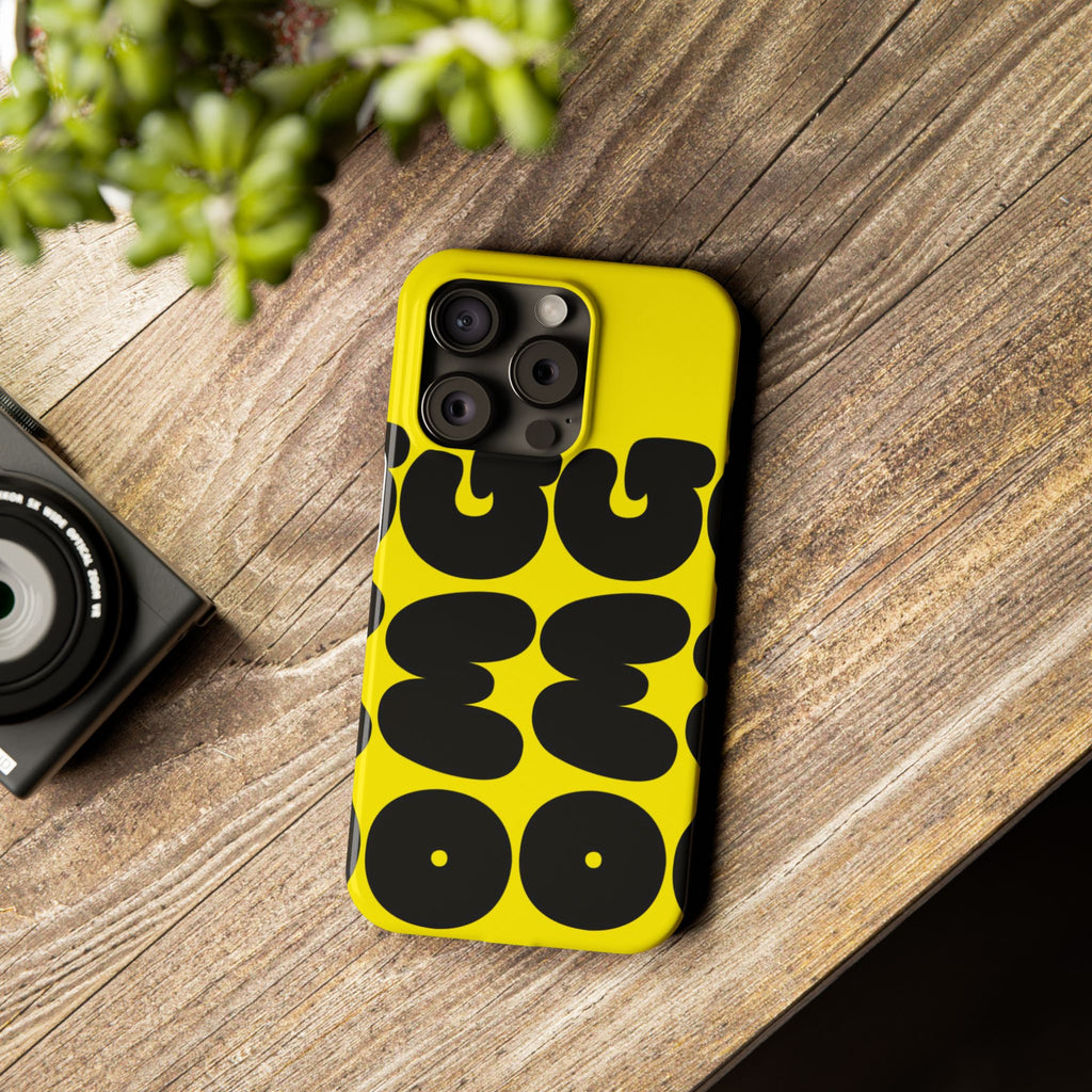 Yellow Retro Bubble Pattern Slim Phone Case