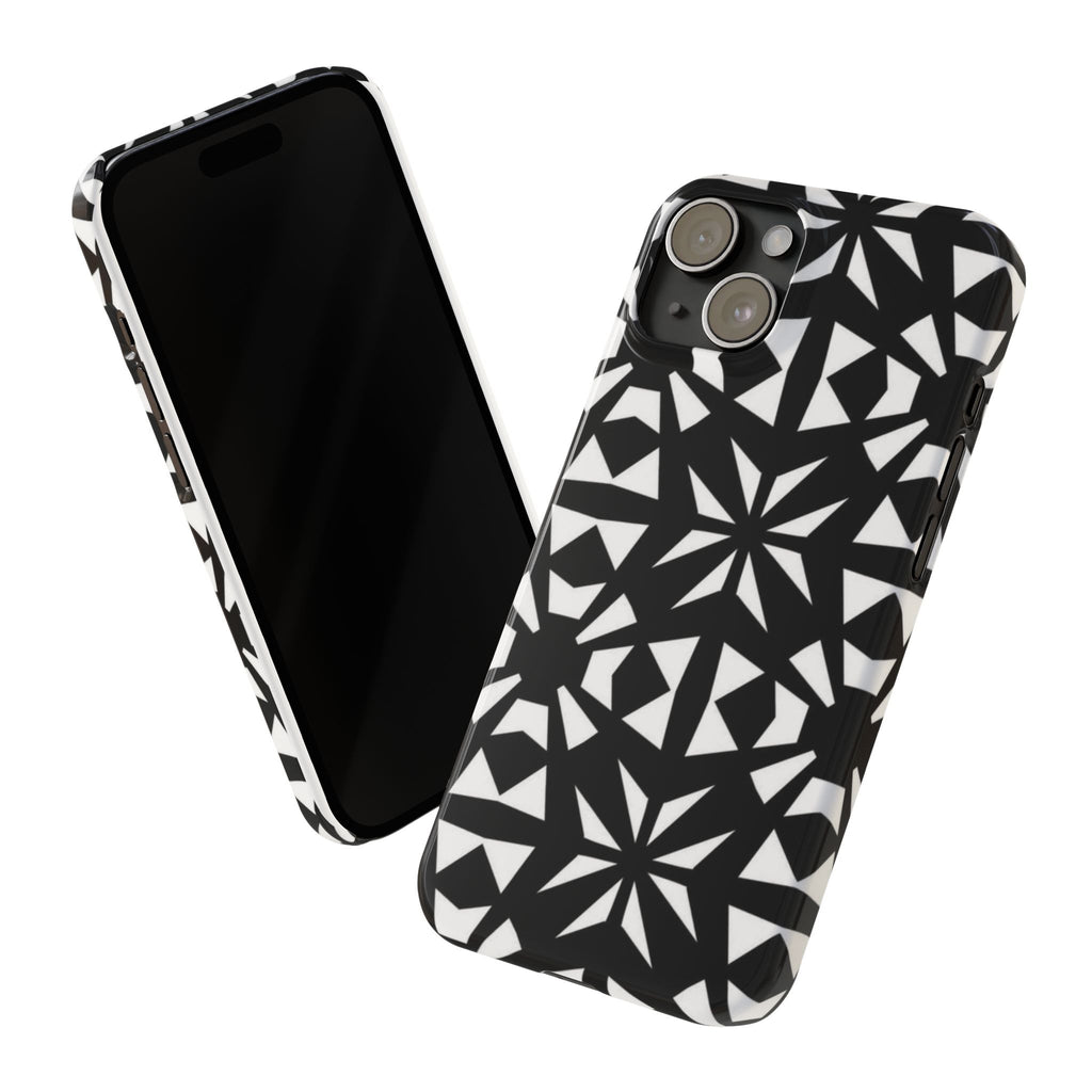 Black & White Geometric Case — Kaleidoscope Star Pattern