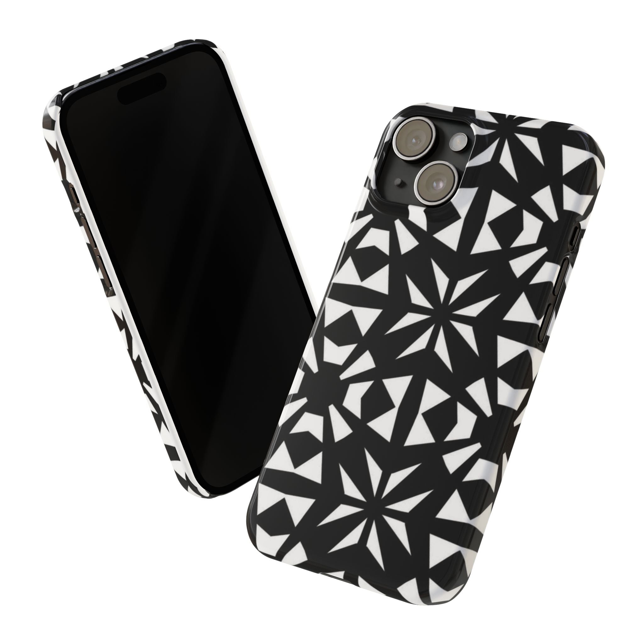 Black & White Geometric Case — Kaleidoscope Star Pattern