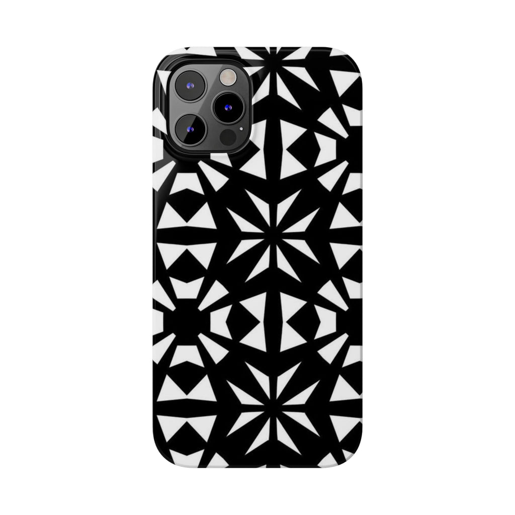 Black & White Geometric Case — Kaleidoscope Star Pattern