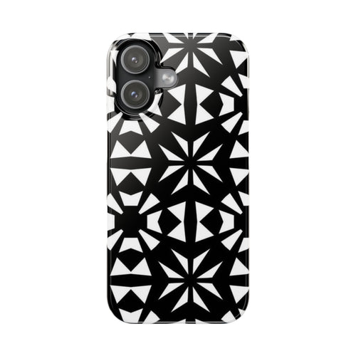 Black & White Geometric Case — Kaleidoscope Star Pattern