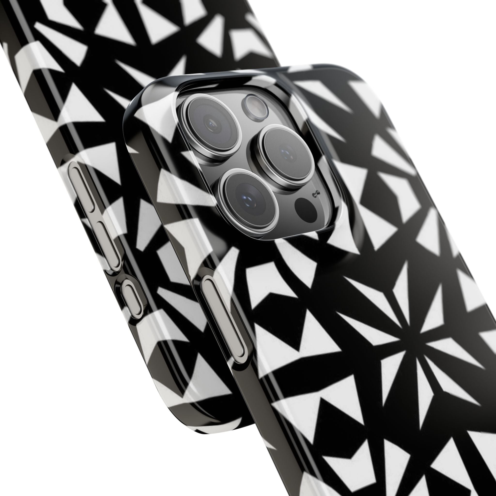 Black & White Geometric Case — Kaleidoscope Star Pattern
