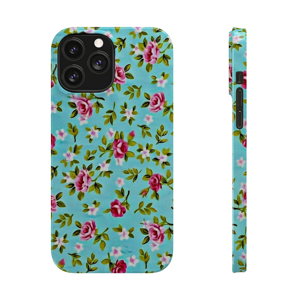 Vintage Pink Roses on Aqua Case