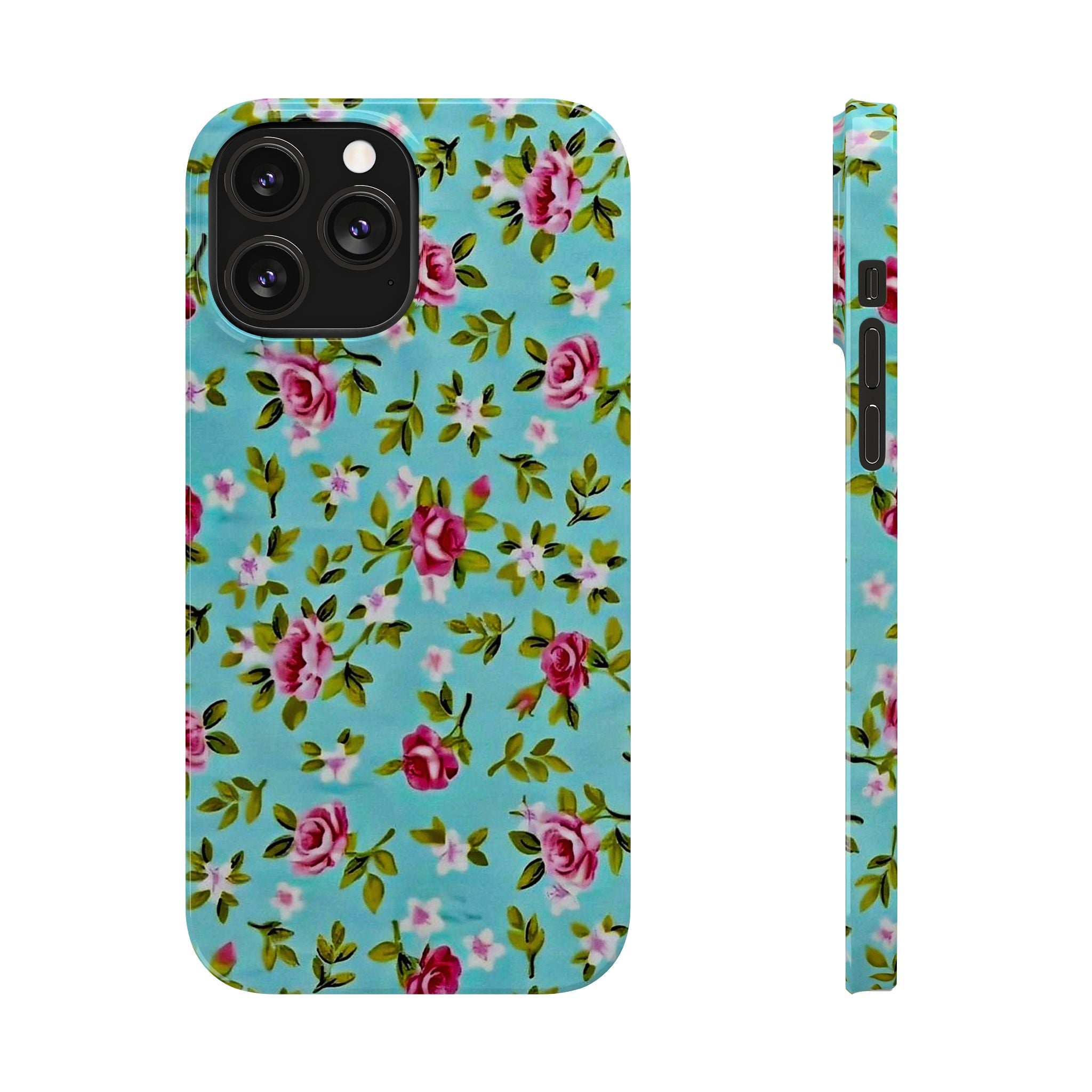 Vintage Pink Roses on Aqua Case