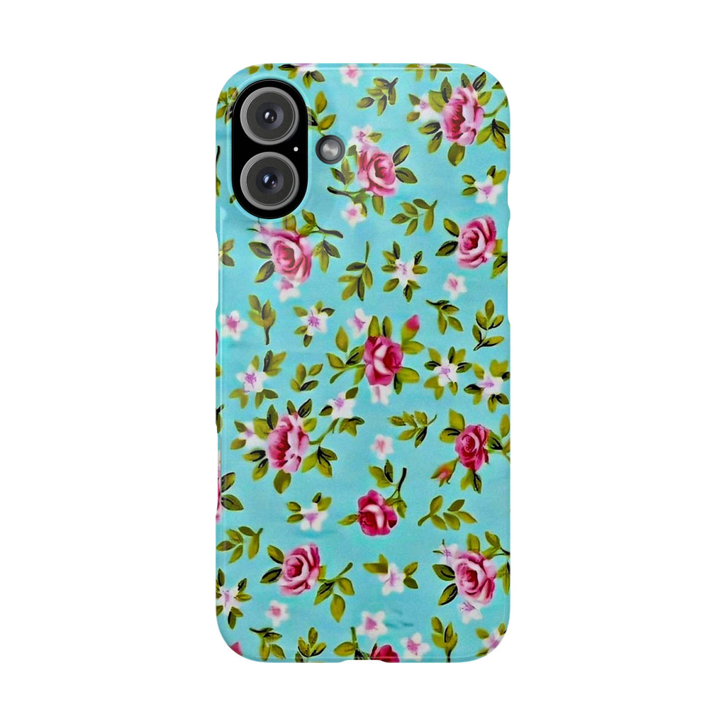 Vintage Pink Roses on Aqua Case