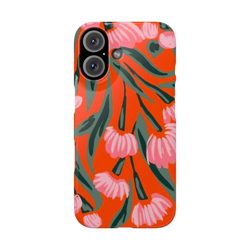 Pink Petal on Orange Background