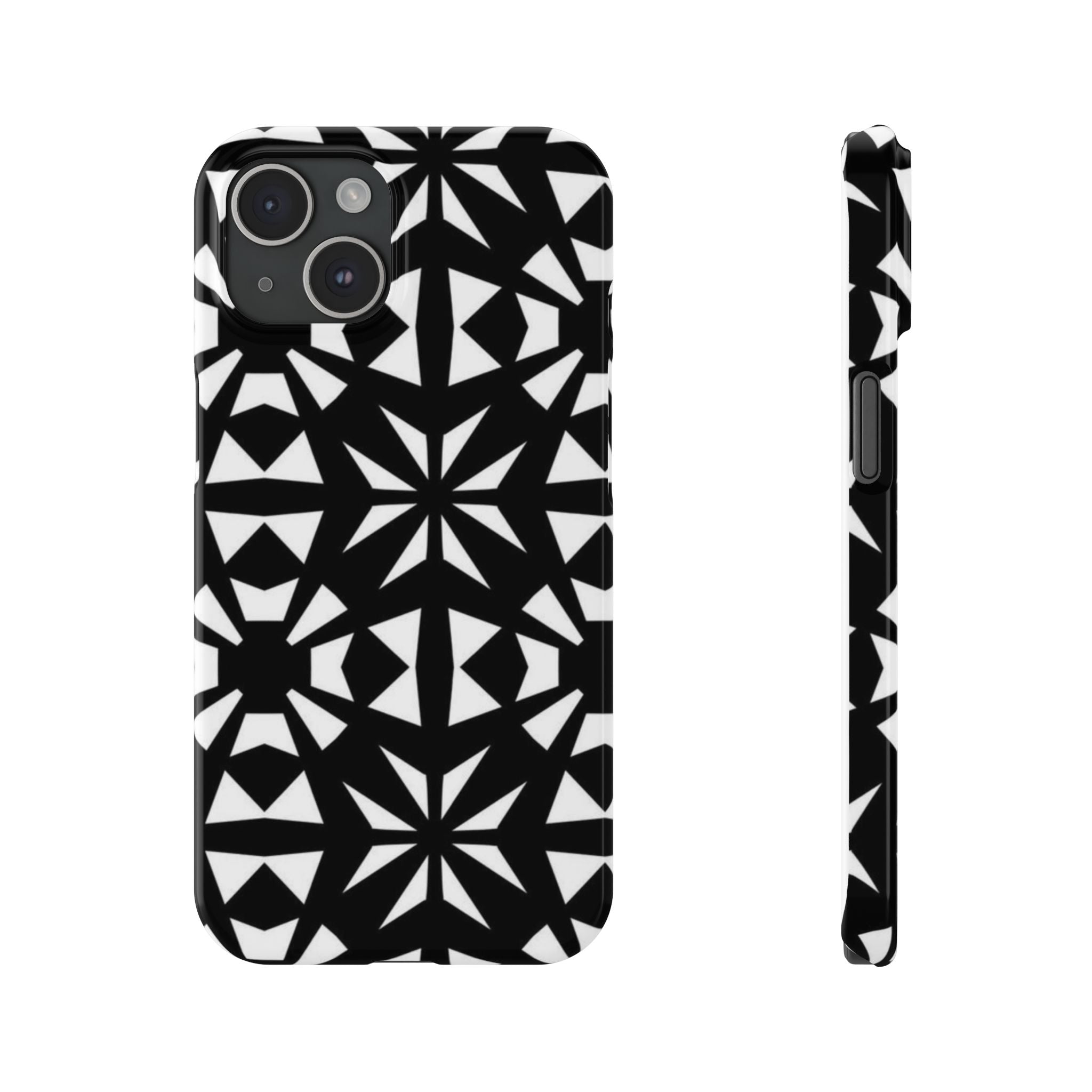 Black & White Geometric Case — Kaleidoscope Star Pattern