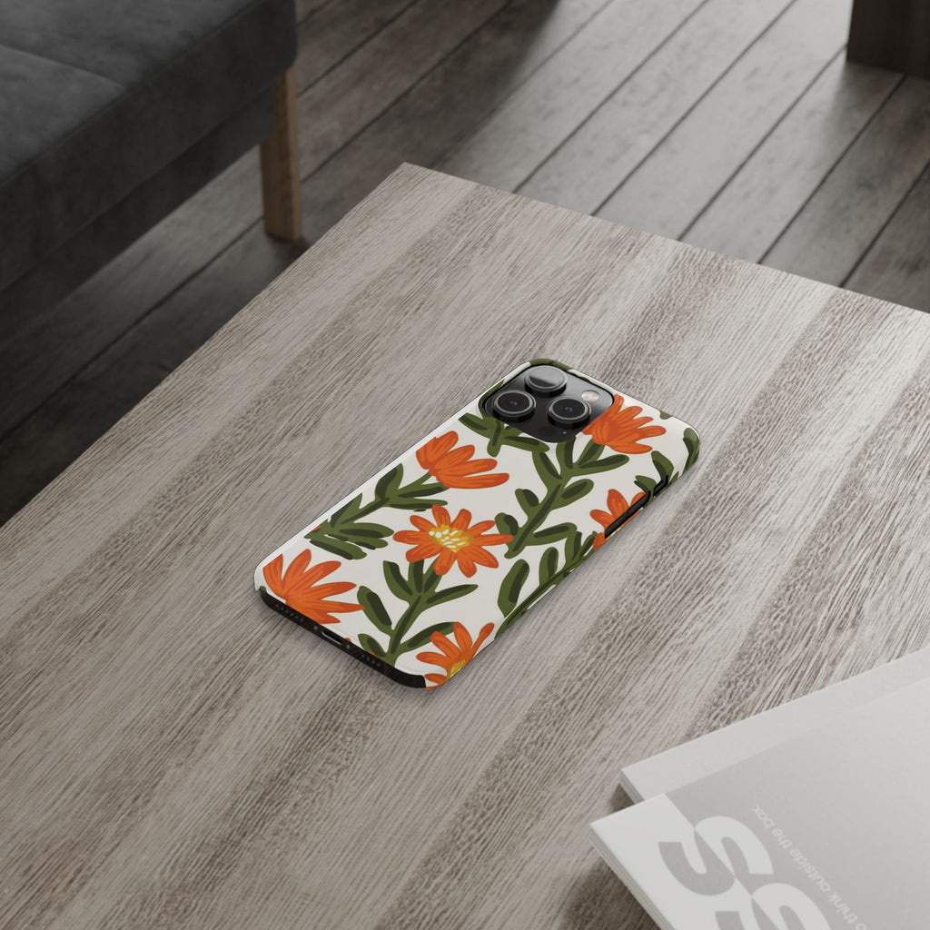 Orange Floral Botanical Pattern Case