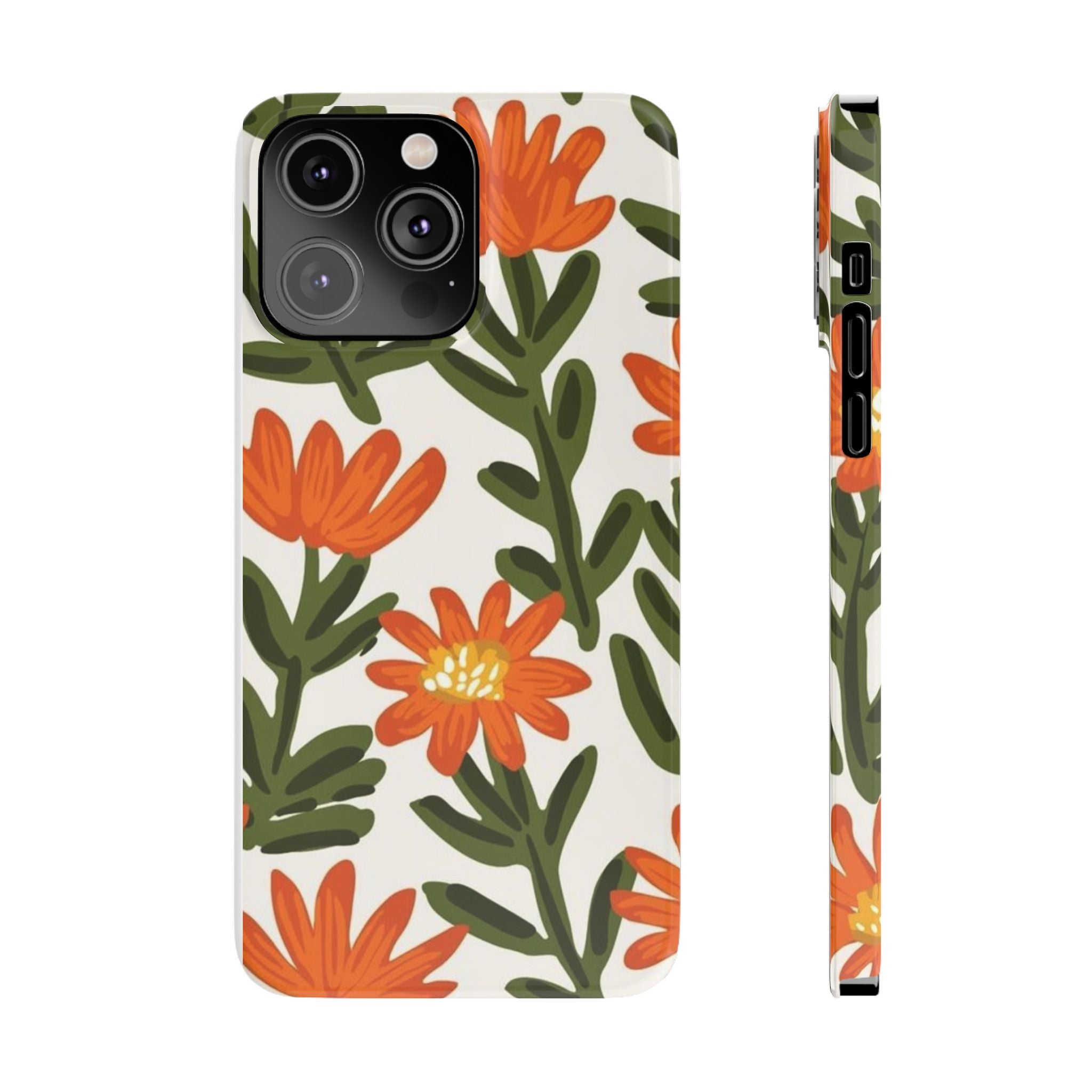 Orange Floral Botanical Pattern Case