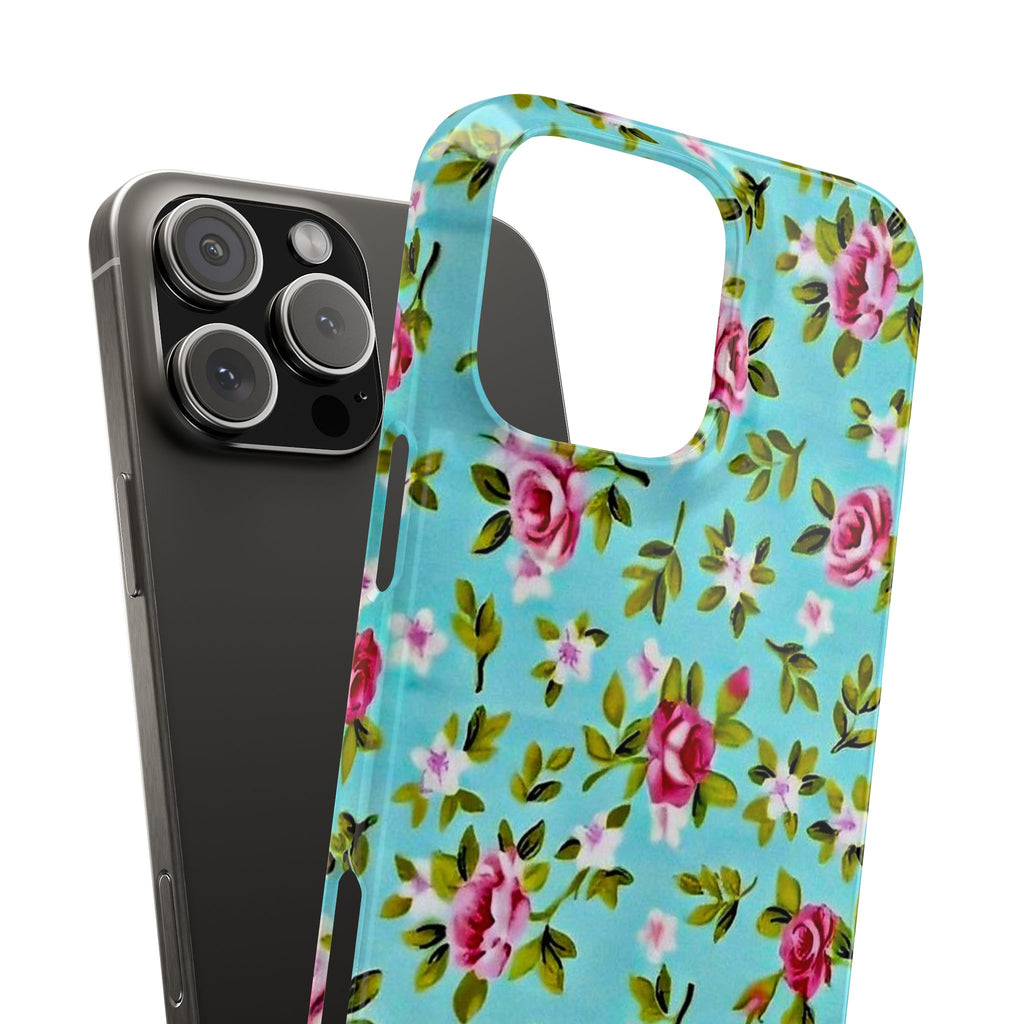 Vintage Pink Roses on Aqua Case