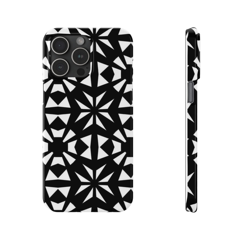 Black & White Geometric Case — Kaleidoscope Star Pattern