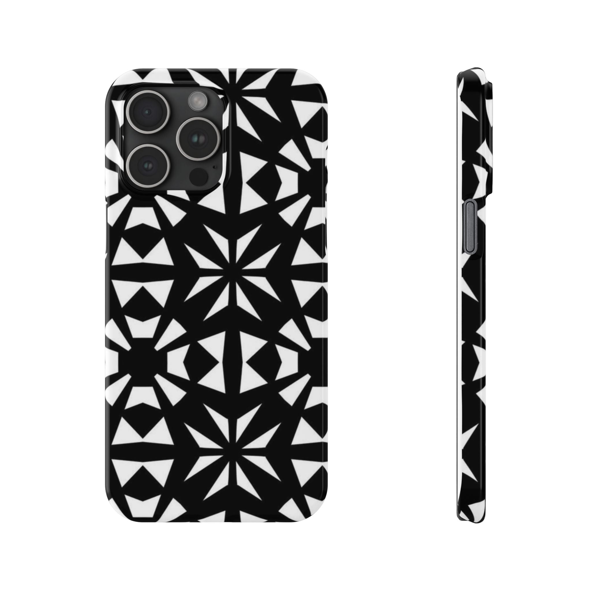Black & White Geometric Case — Kaleidoscope Star Pattern