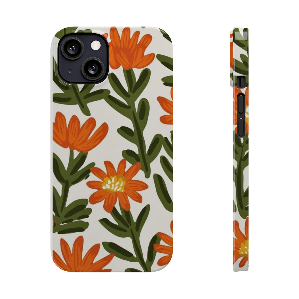 Orange Floral Botanical Pattern Case