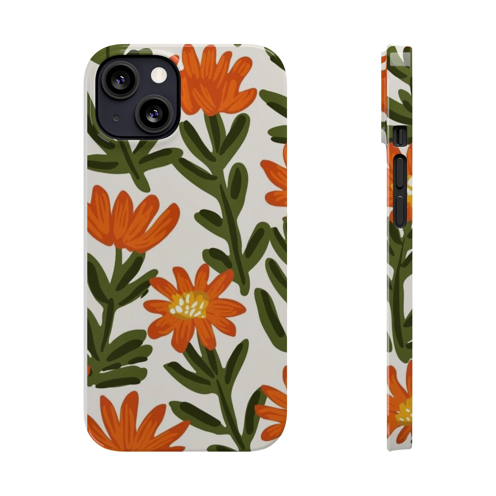 Orange Floral Botanical Pattern Case