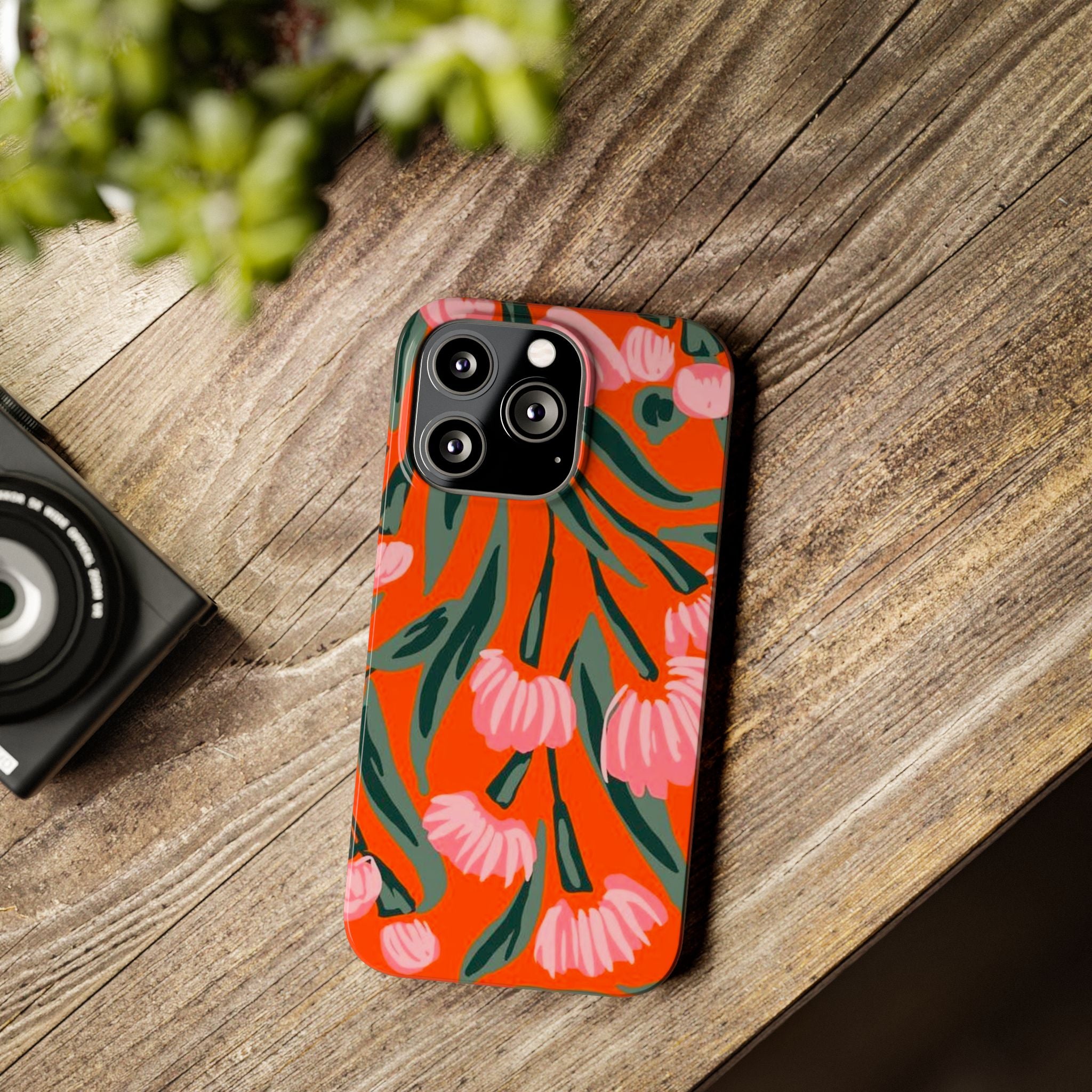 Pink Petal on Orange Background