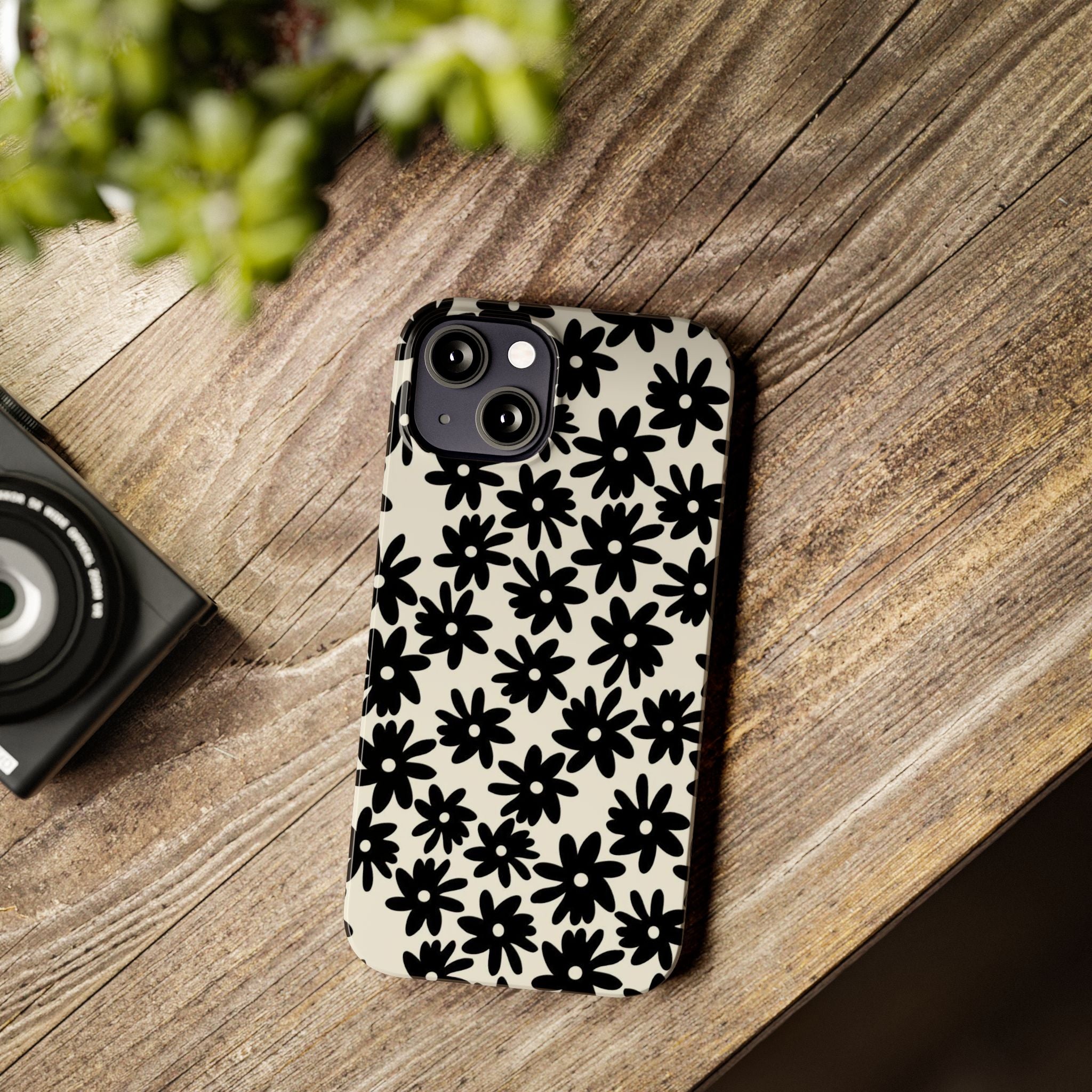 Black Daisy Phone Case