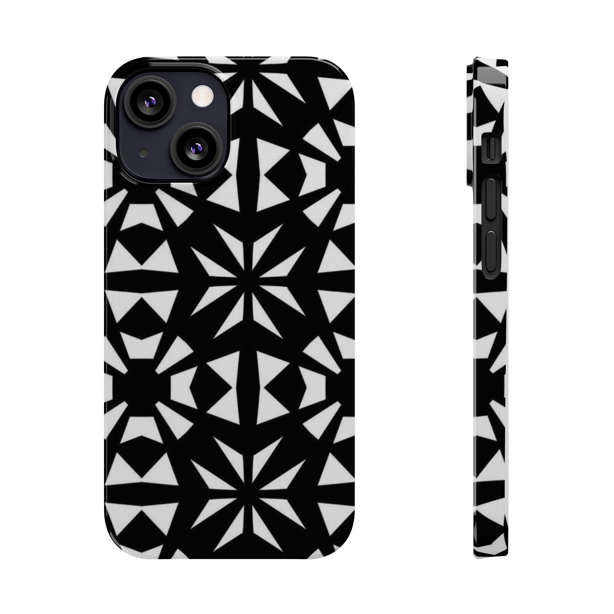 Black & White Geometric Case — Kaleidoscope Star Pattern