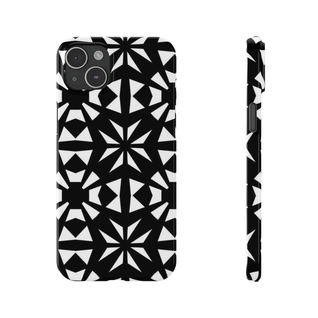 Black & White Geometric Case — Kaleidoscope Star Pattern