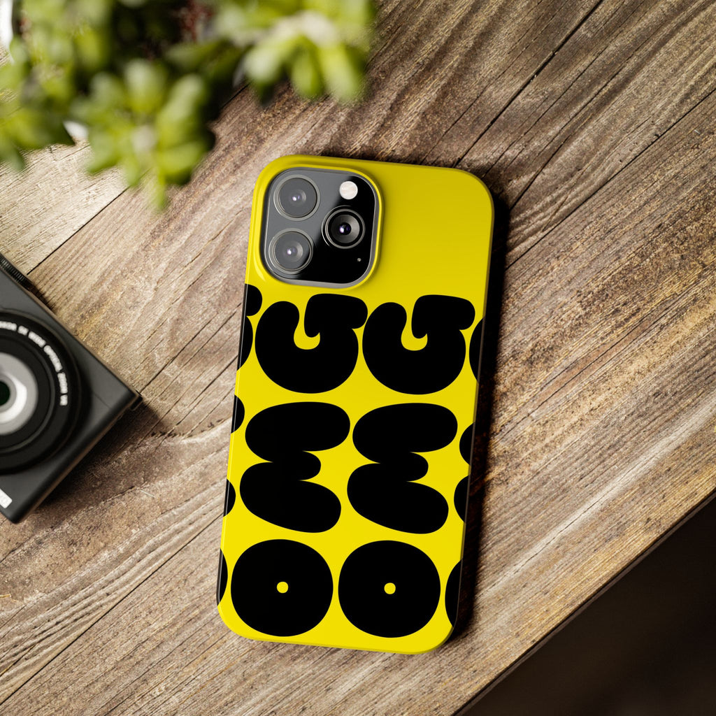 Yellow Retro Bubble Pattern Slim Phone Case