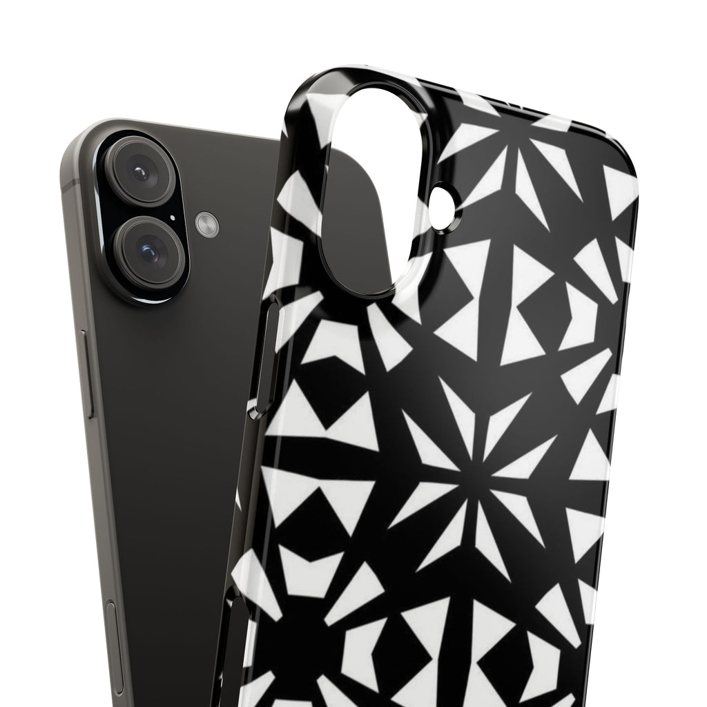 Black & White Geometric Case — Kaleidoscope Star Pattern