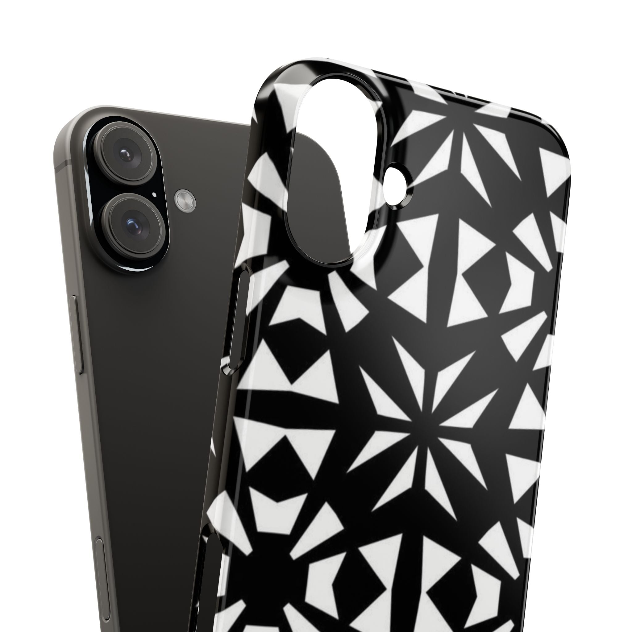 Black & White Geometric Case — Kaleidoscope Star Pattern