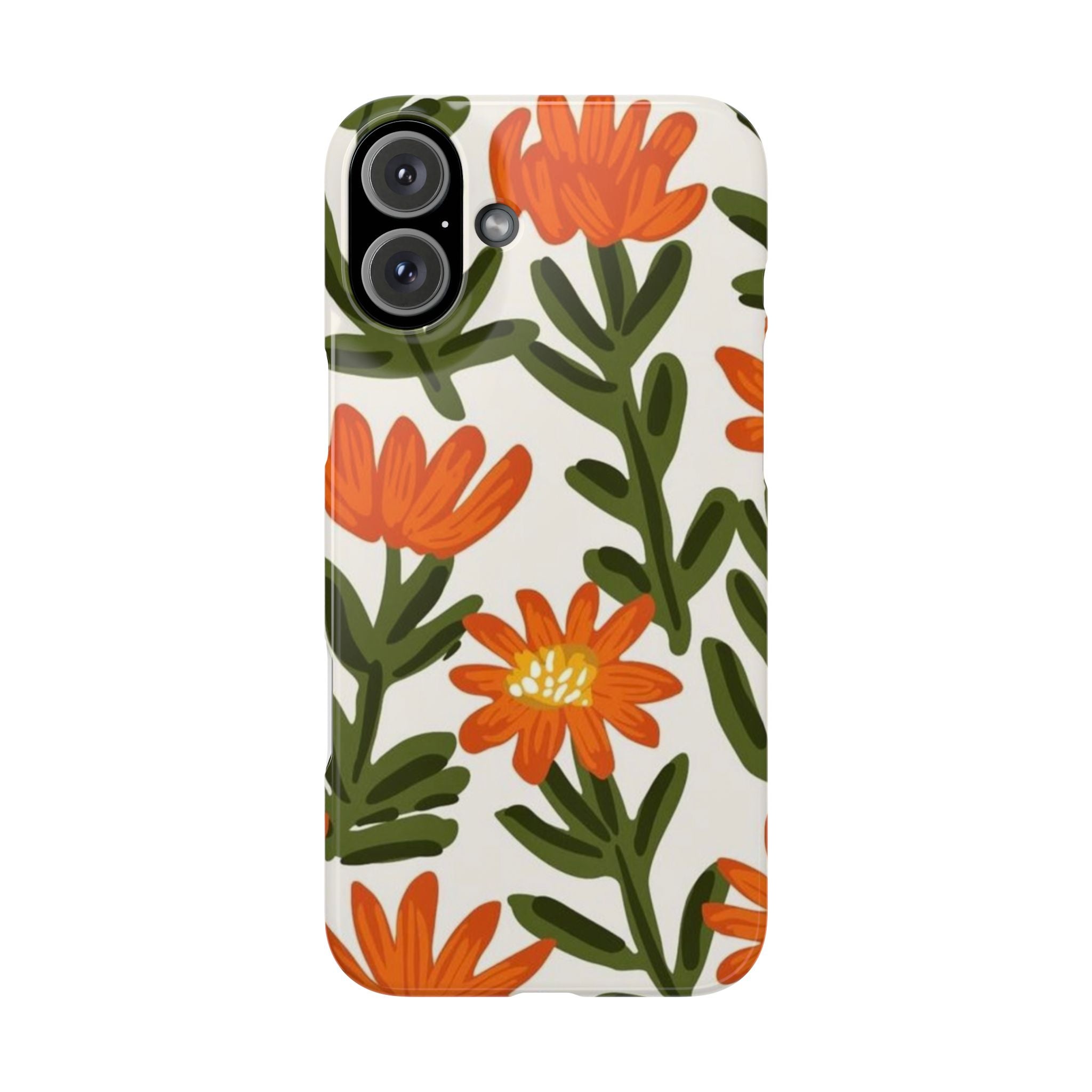 Orange Floral Botanical Pattern Case