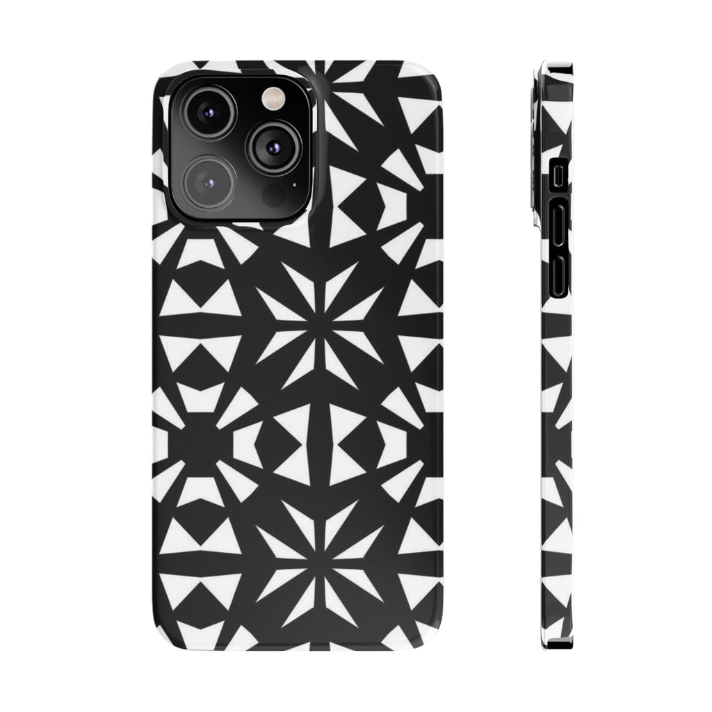 Black & White Geometric Case — Kaleidoscope Star Pattern