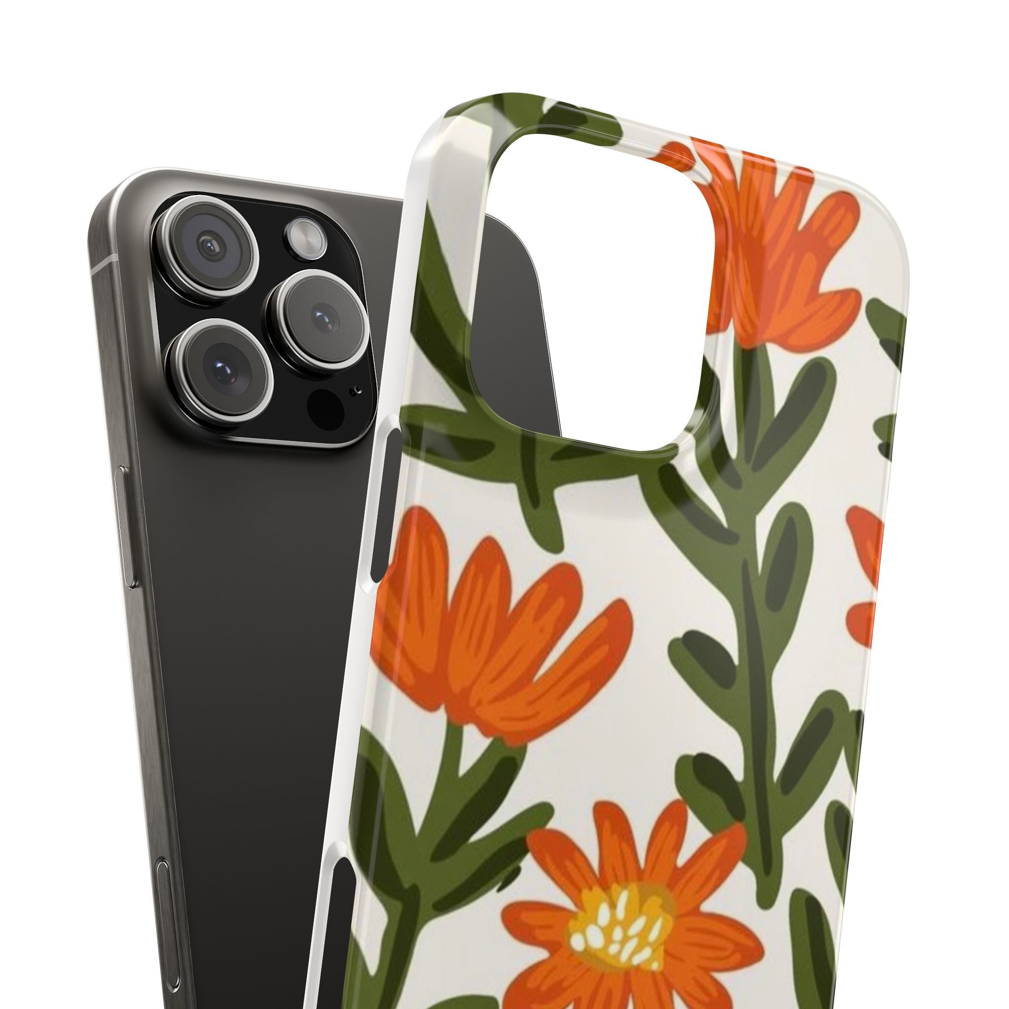 Orange Floral Botanical Pattern Case