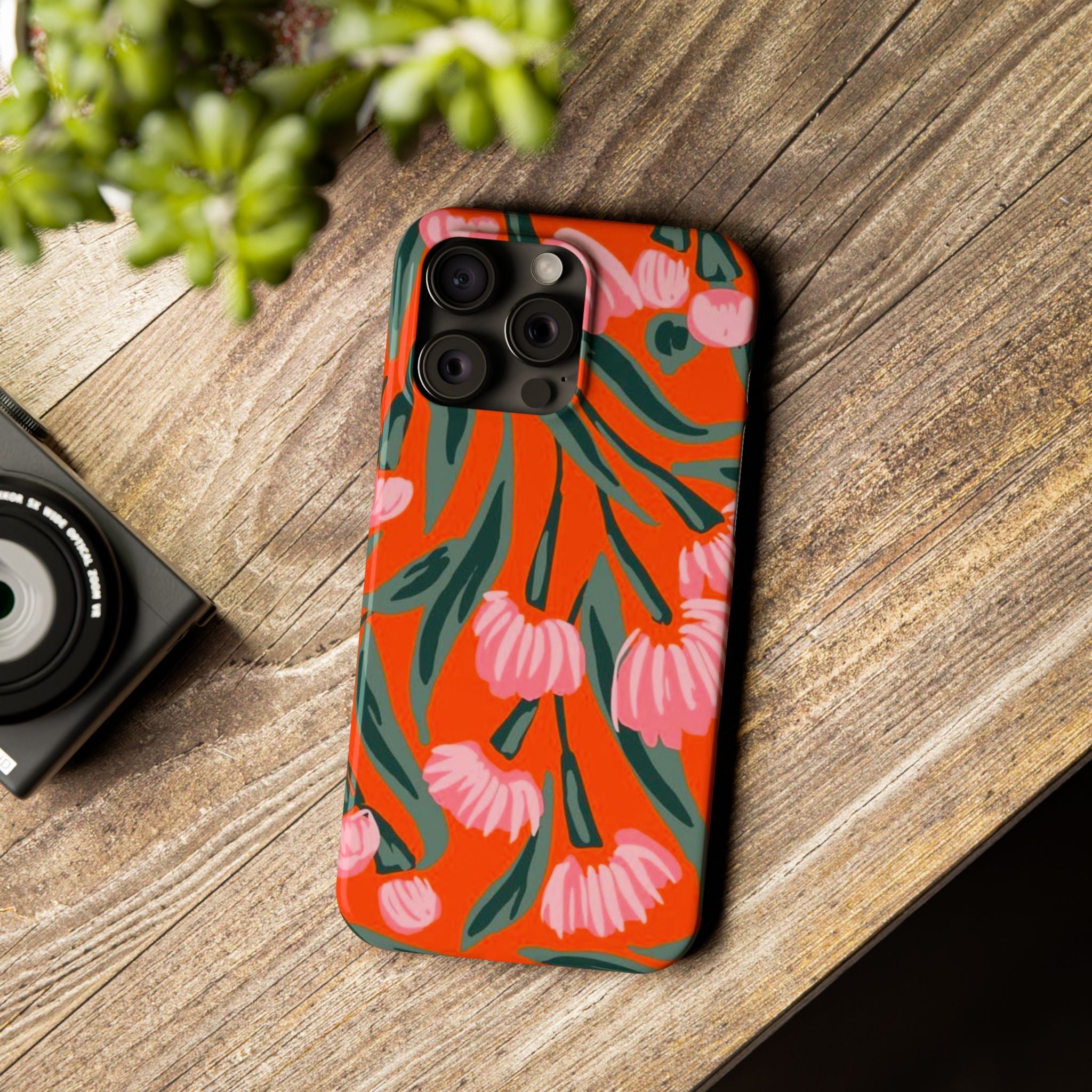 Pink Petal on Orange Background