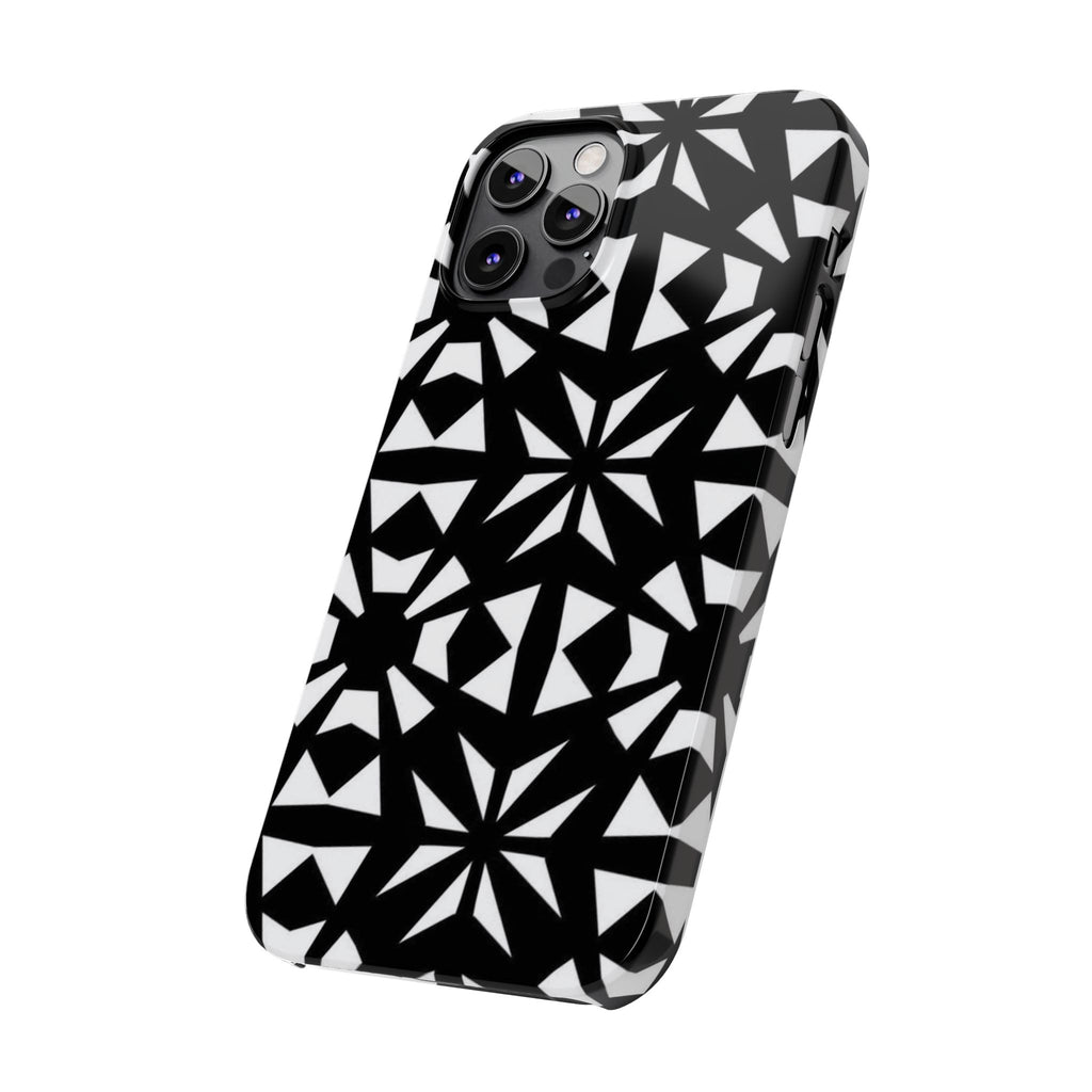 Black & White Geometric Case — Kaleidoscope Star Pattern