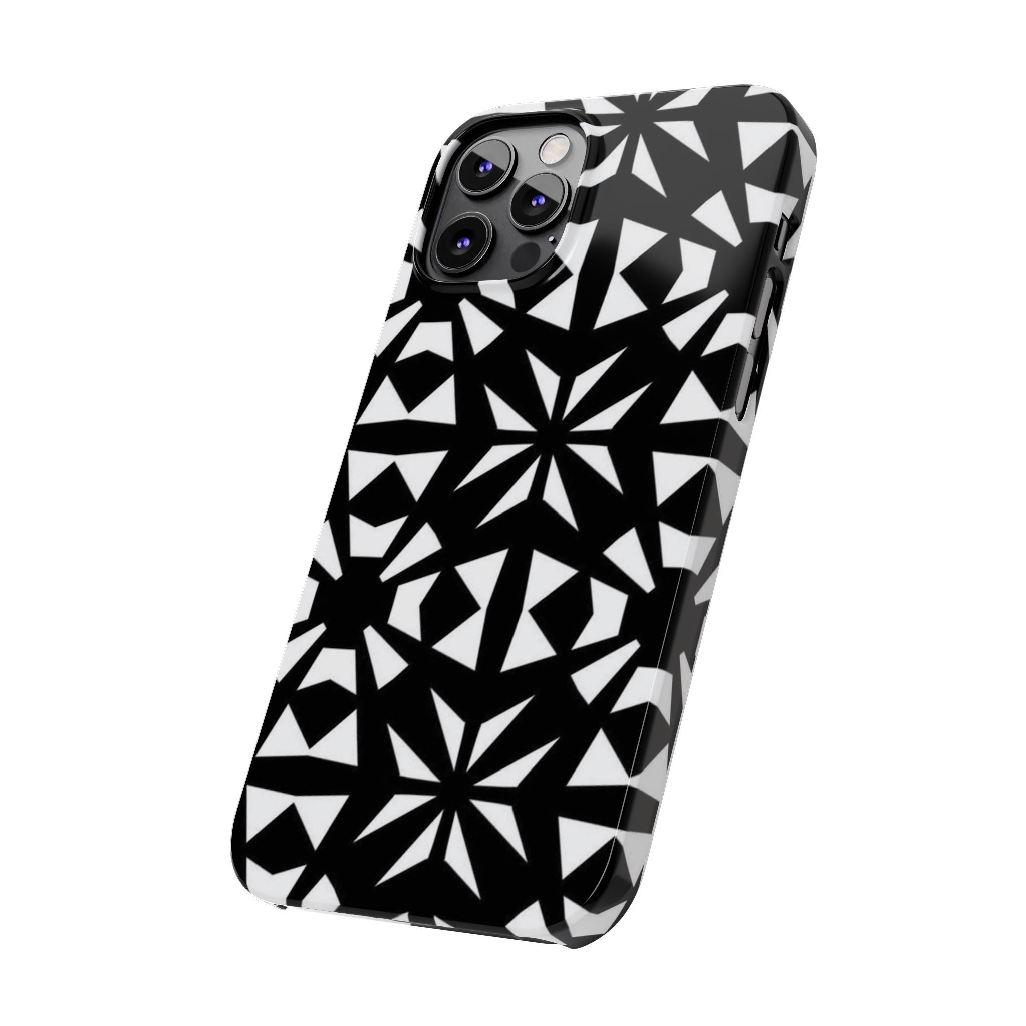 Black & White Geometric Case — Kaleidoscope Star Pattern