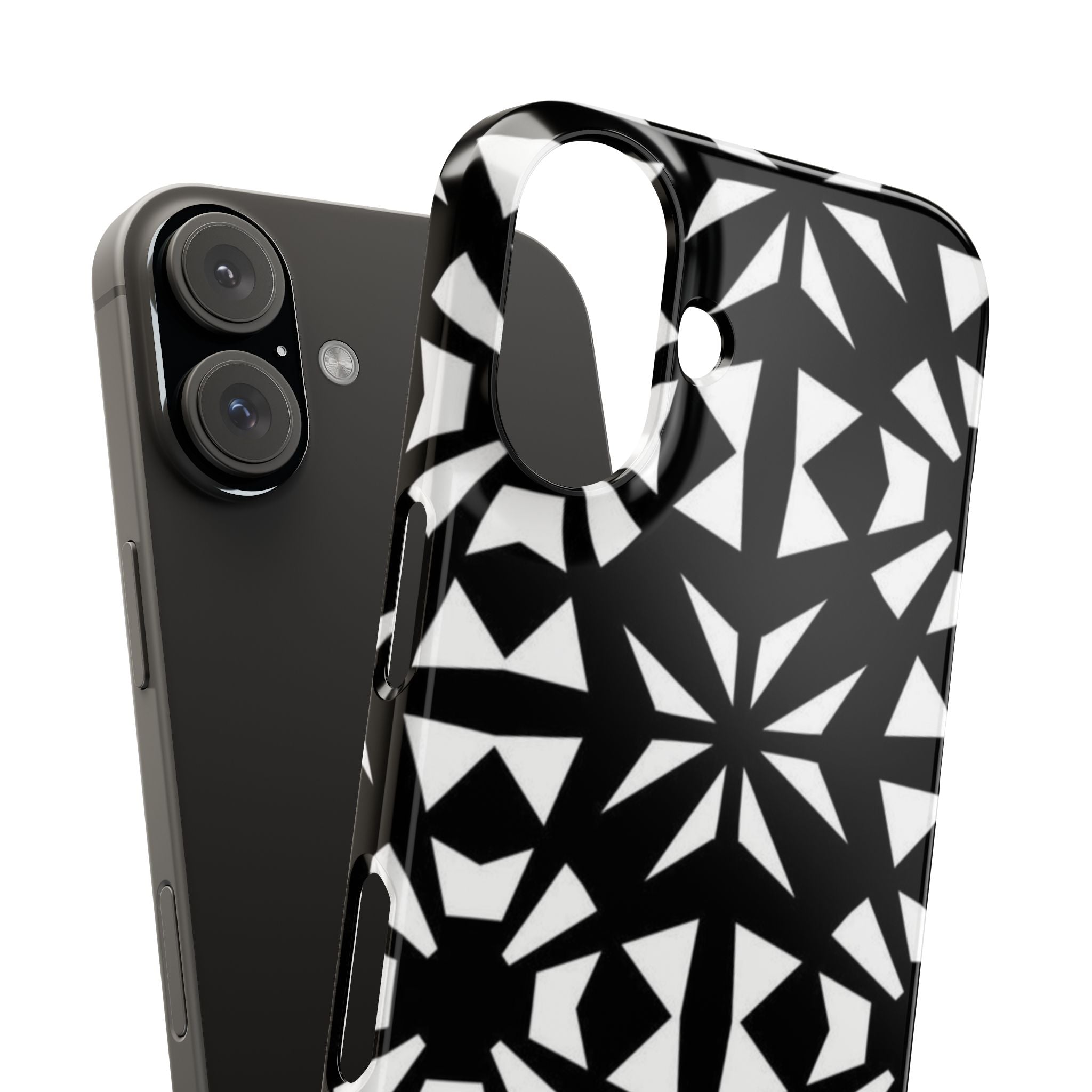 Black & White Geometric Case — Kaleidoscope Star Pattern